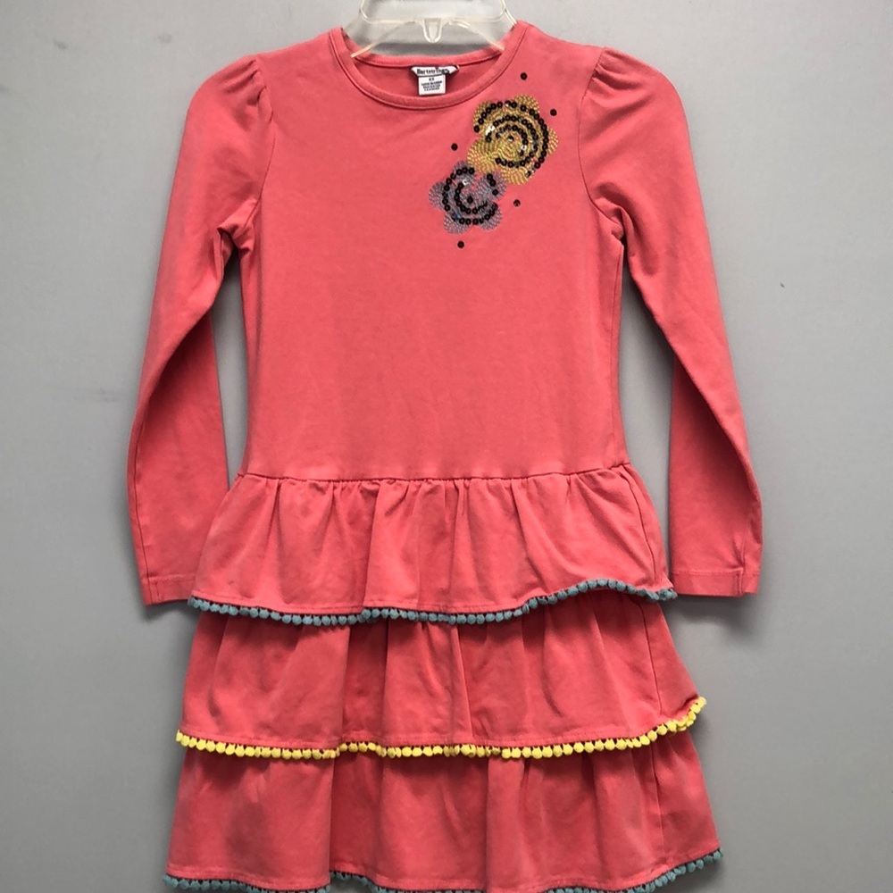 Hartstrings girls tiered dress with embroidery.
